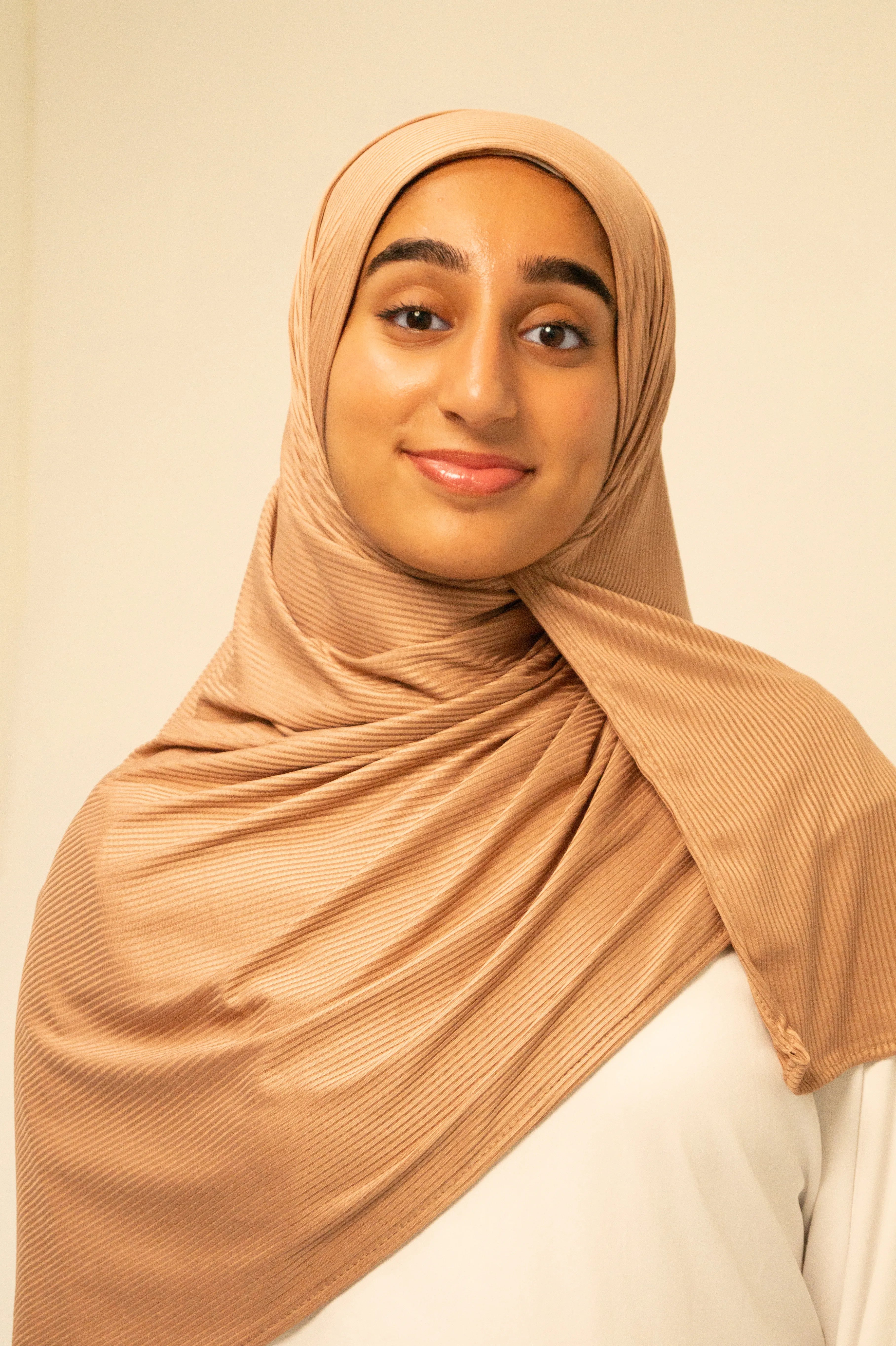 Peach Beige Ribbed Jersey