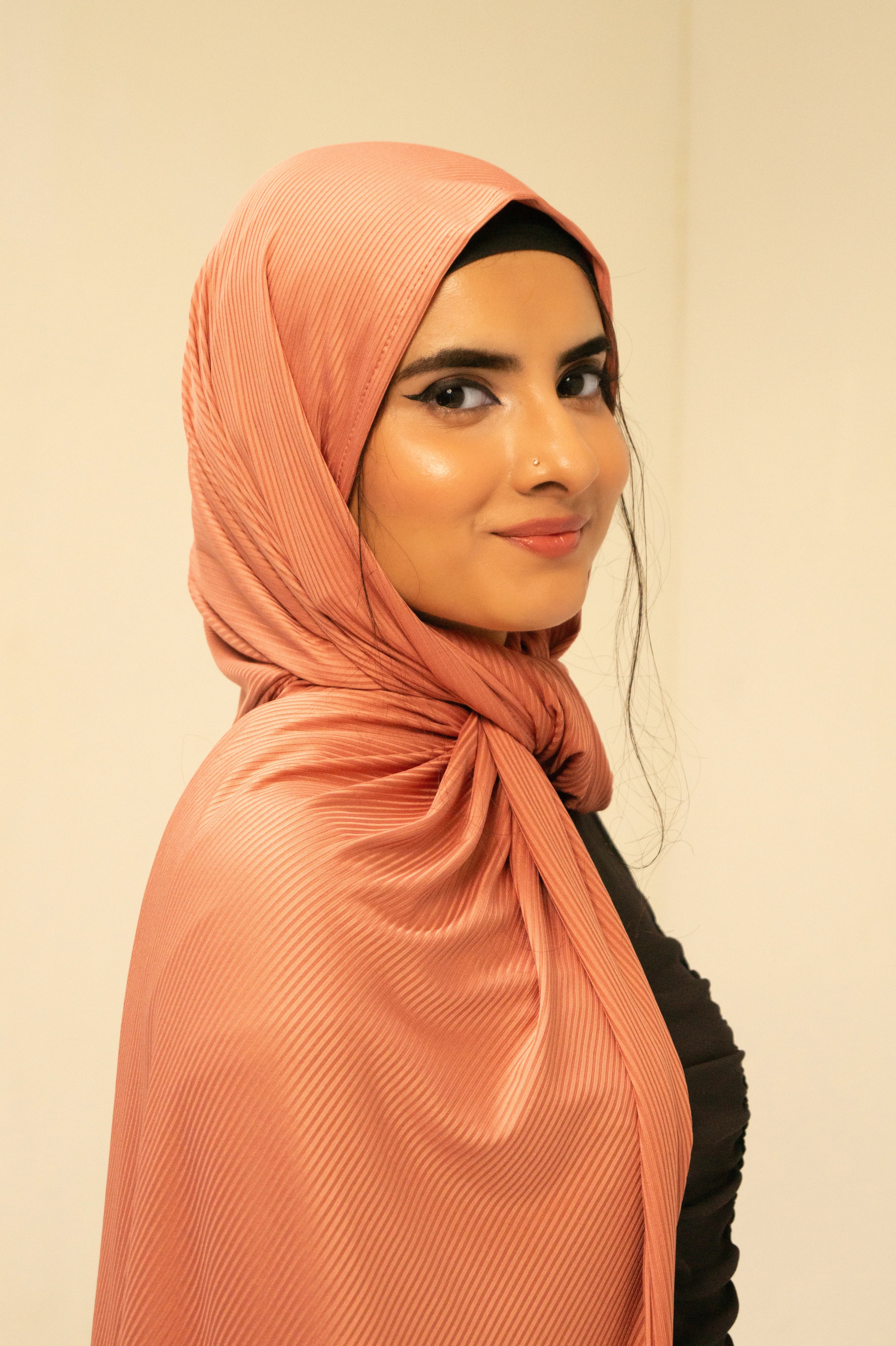 Peach-Pink Ribbed Jersey