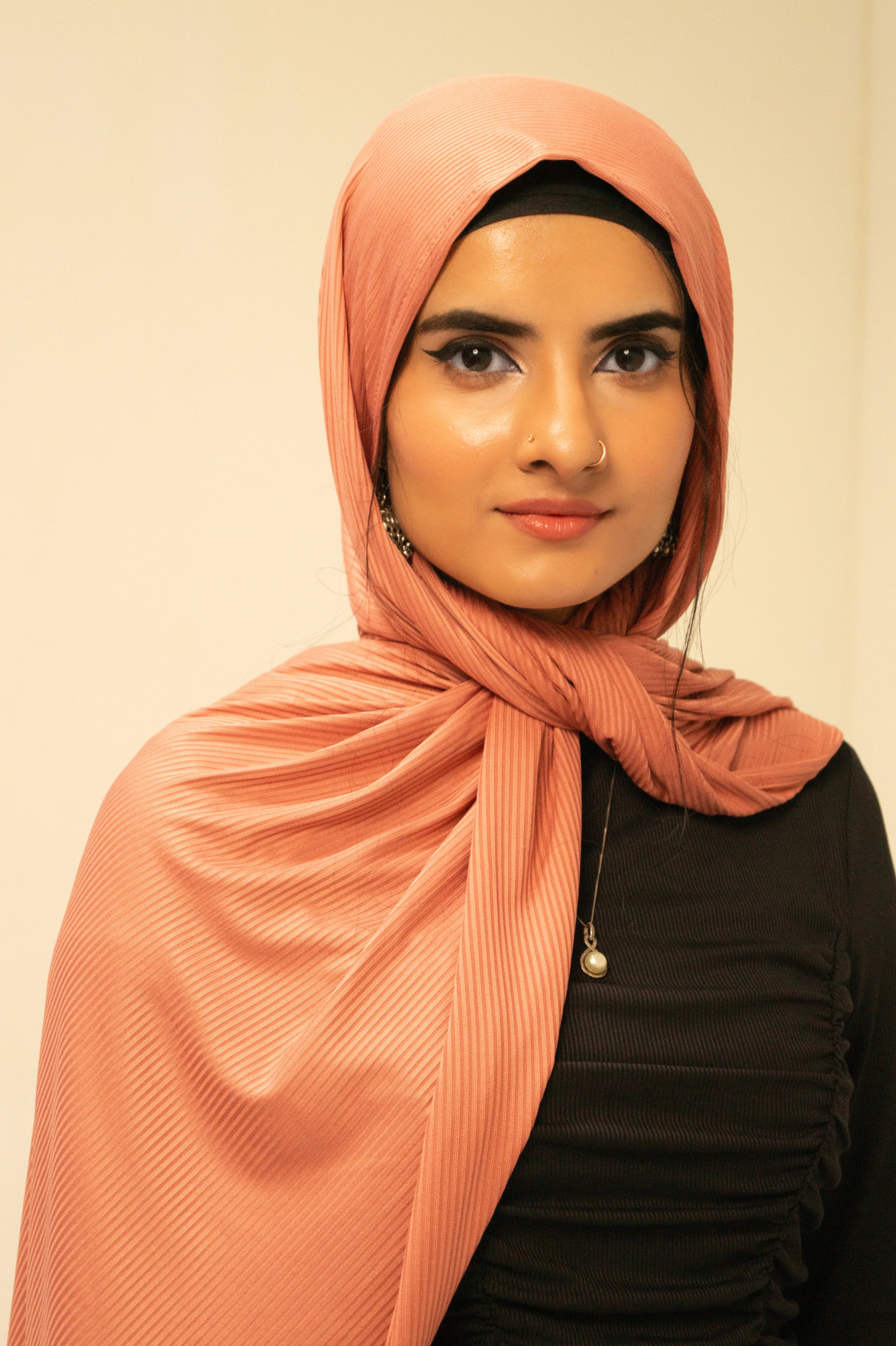Peach-Pink Ribbed Jersey
