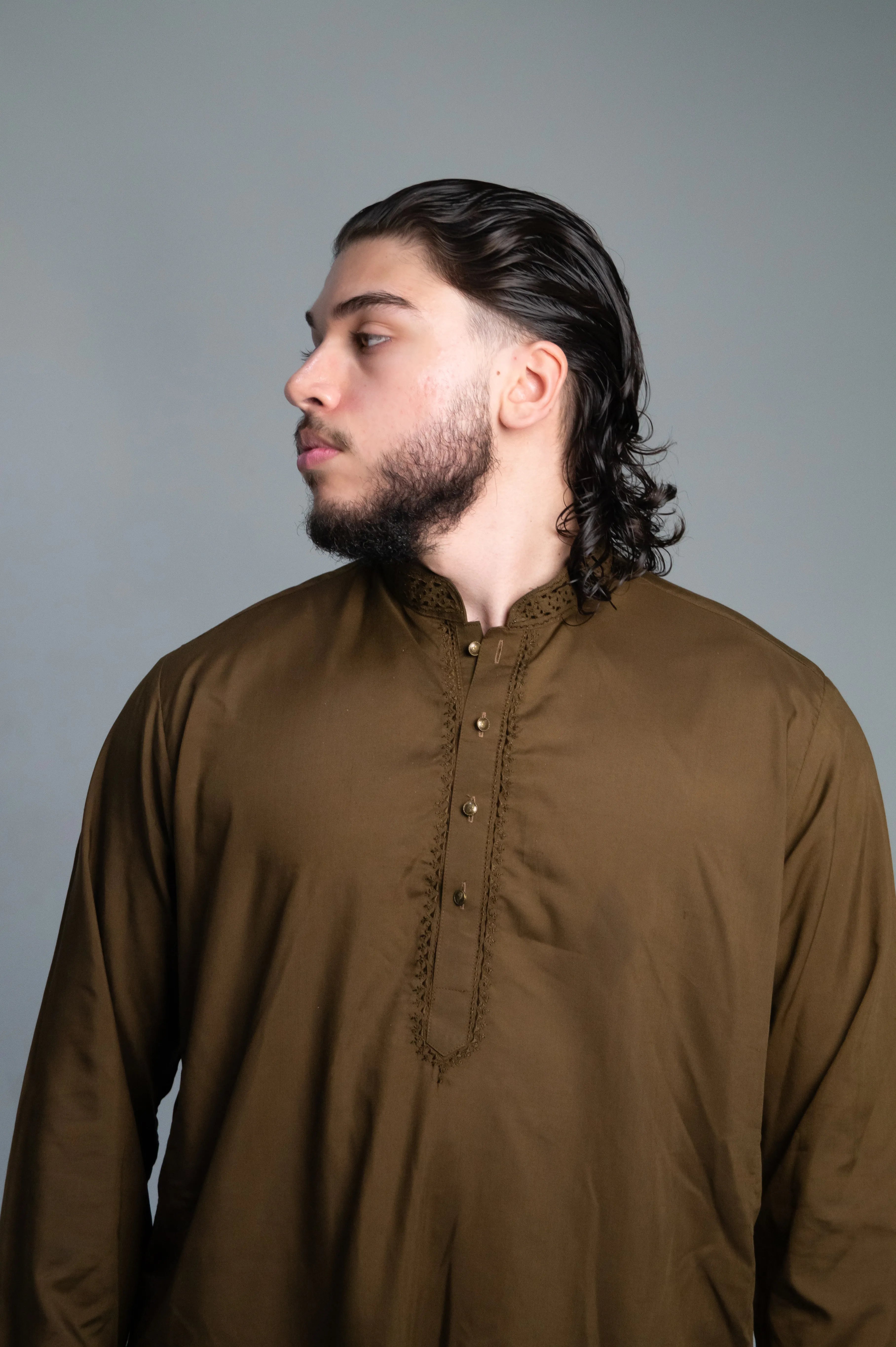 DeNative Kurta Set - Deep Olive Brown