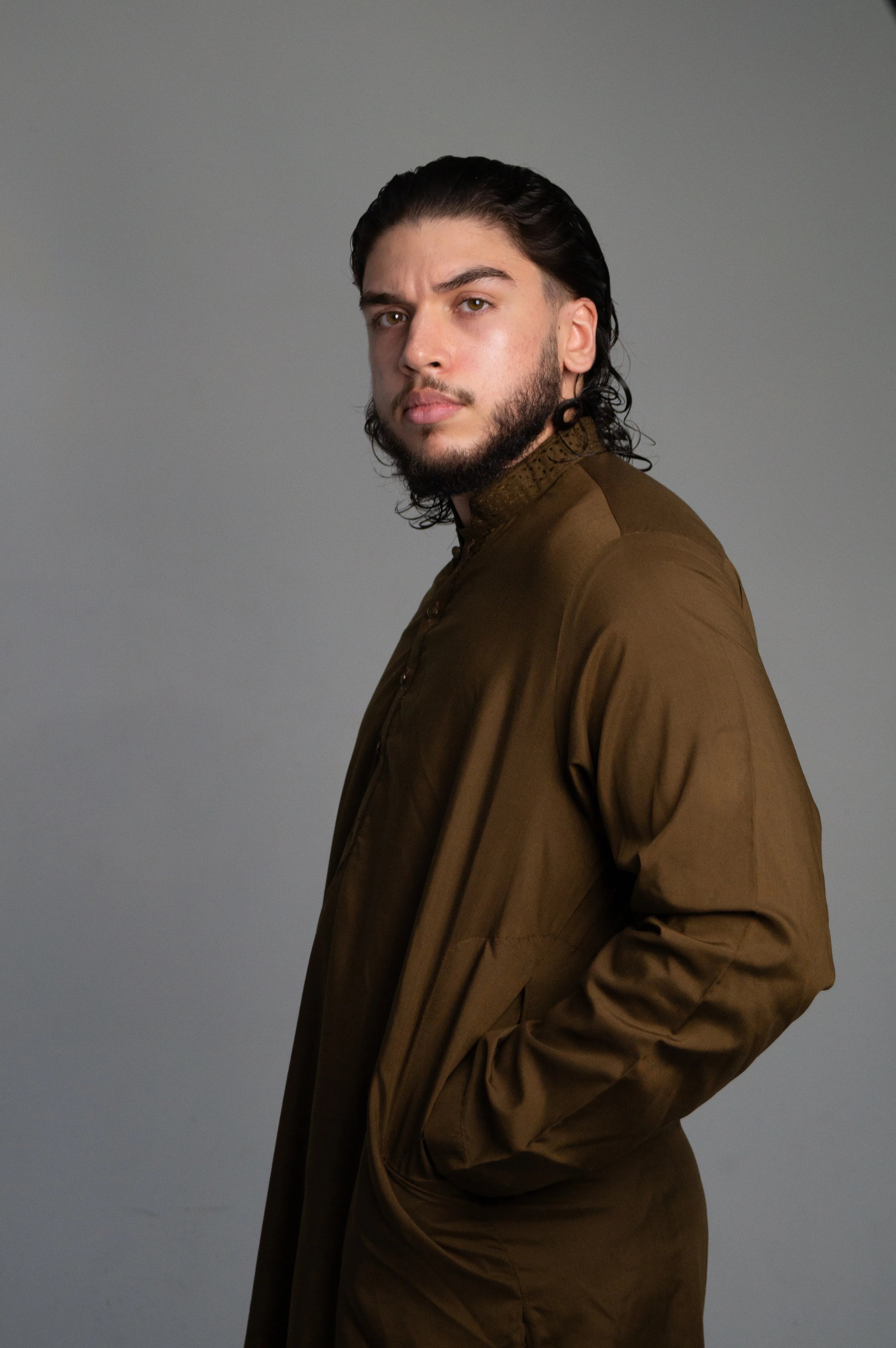 DeNative Kurta Set - Deep Olive Brown