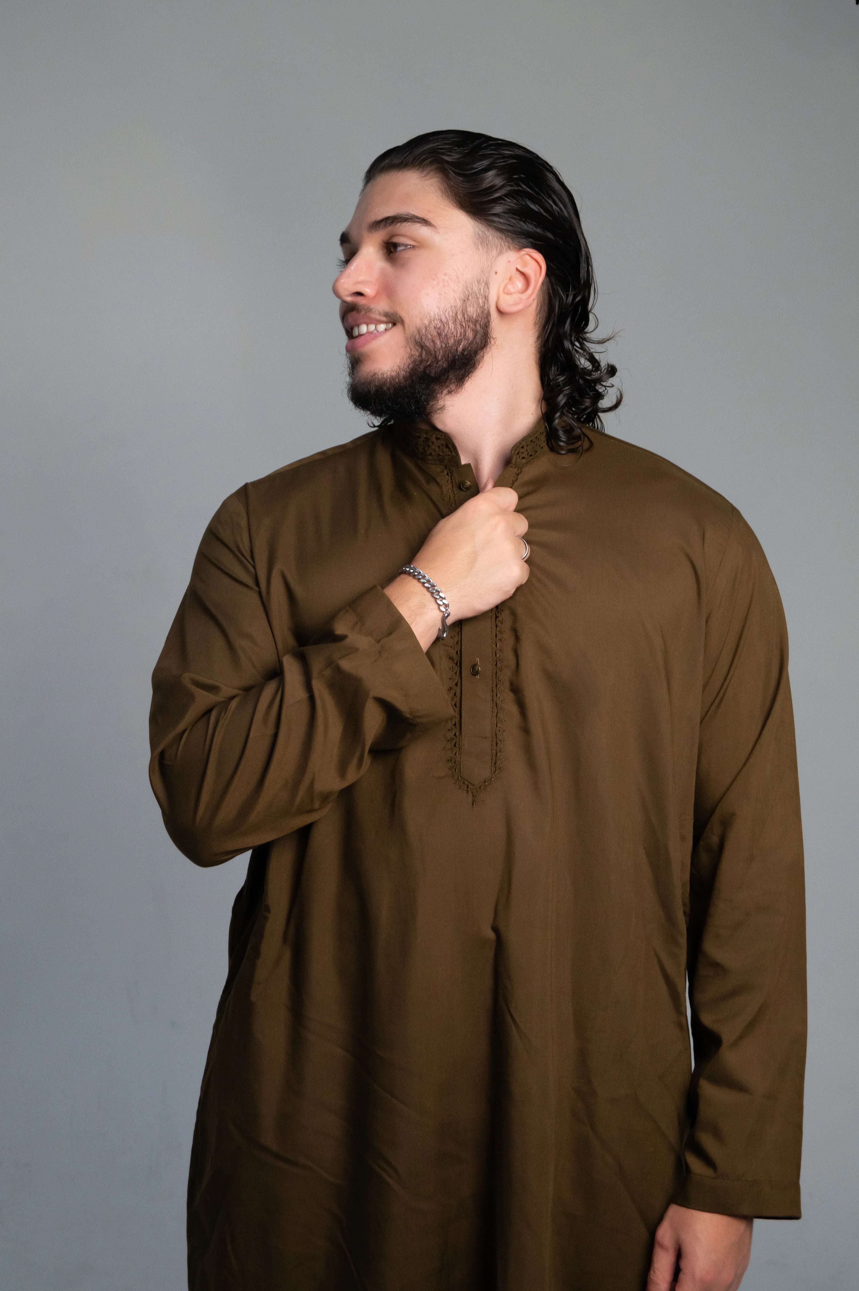 DeNative Kurta Set - Deep Olive Brown