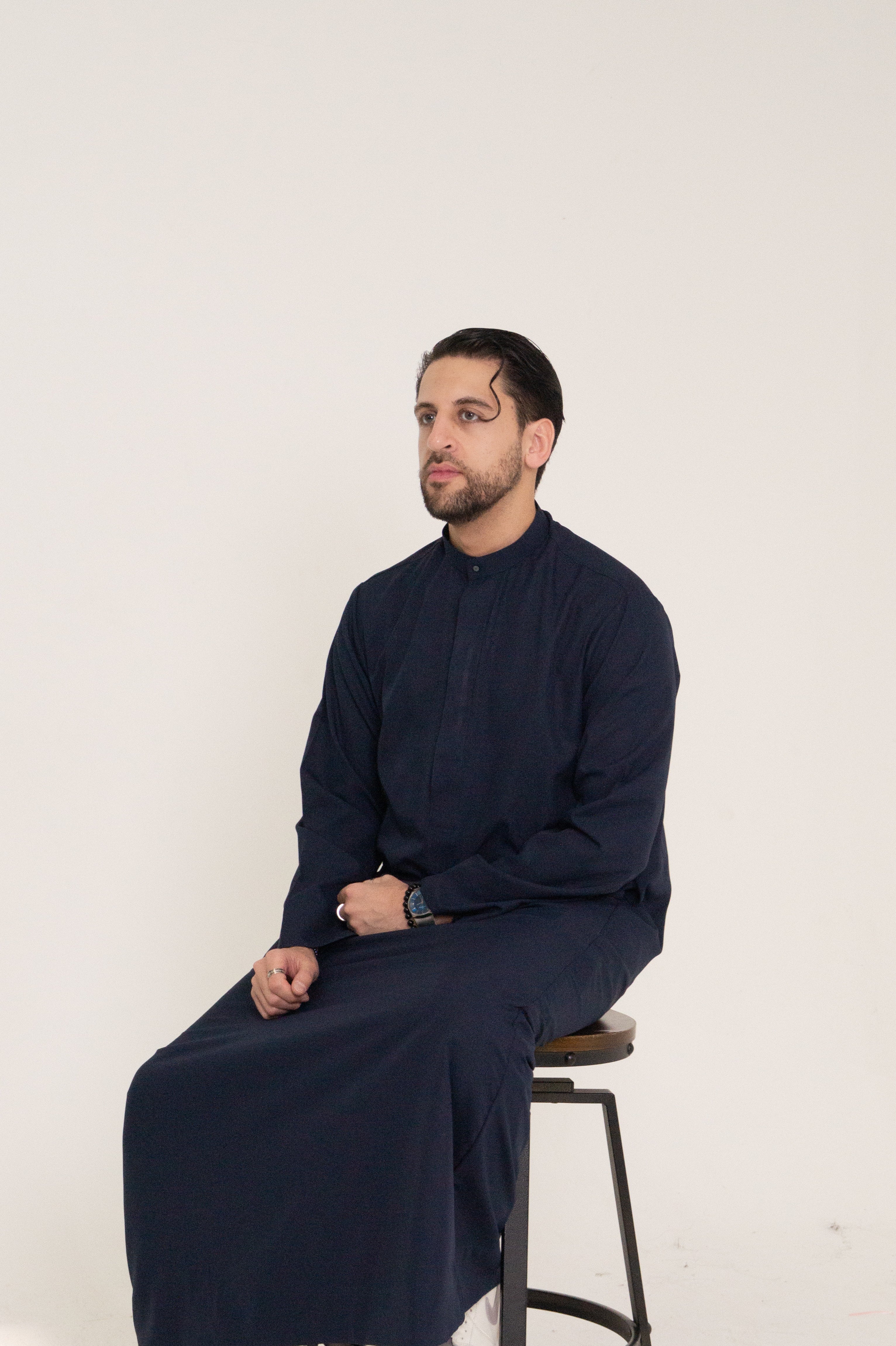 DeNative Calligraphy Thobe - Bleu Elegance