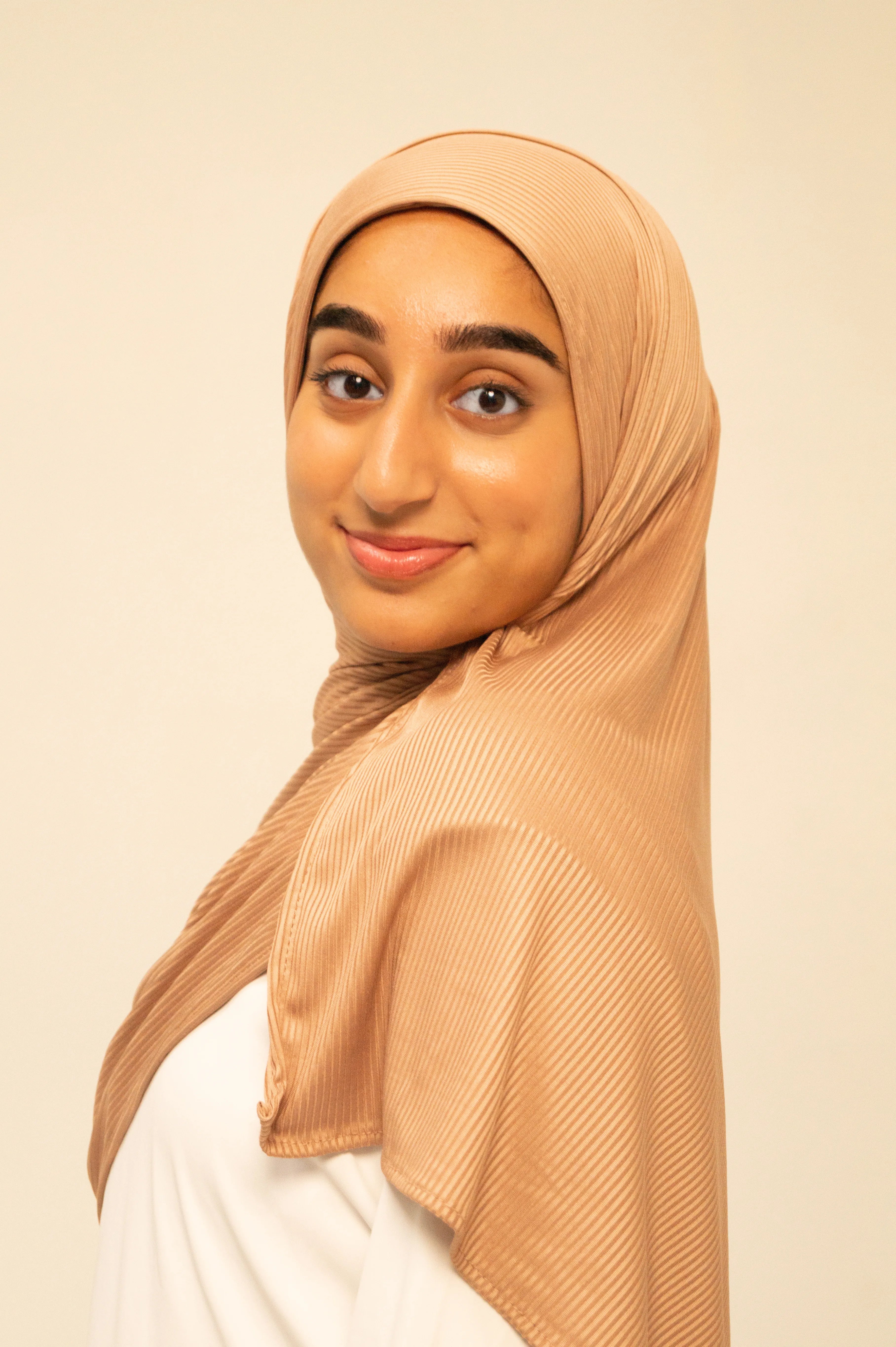 Peach Beige Ribbed Jersey