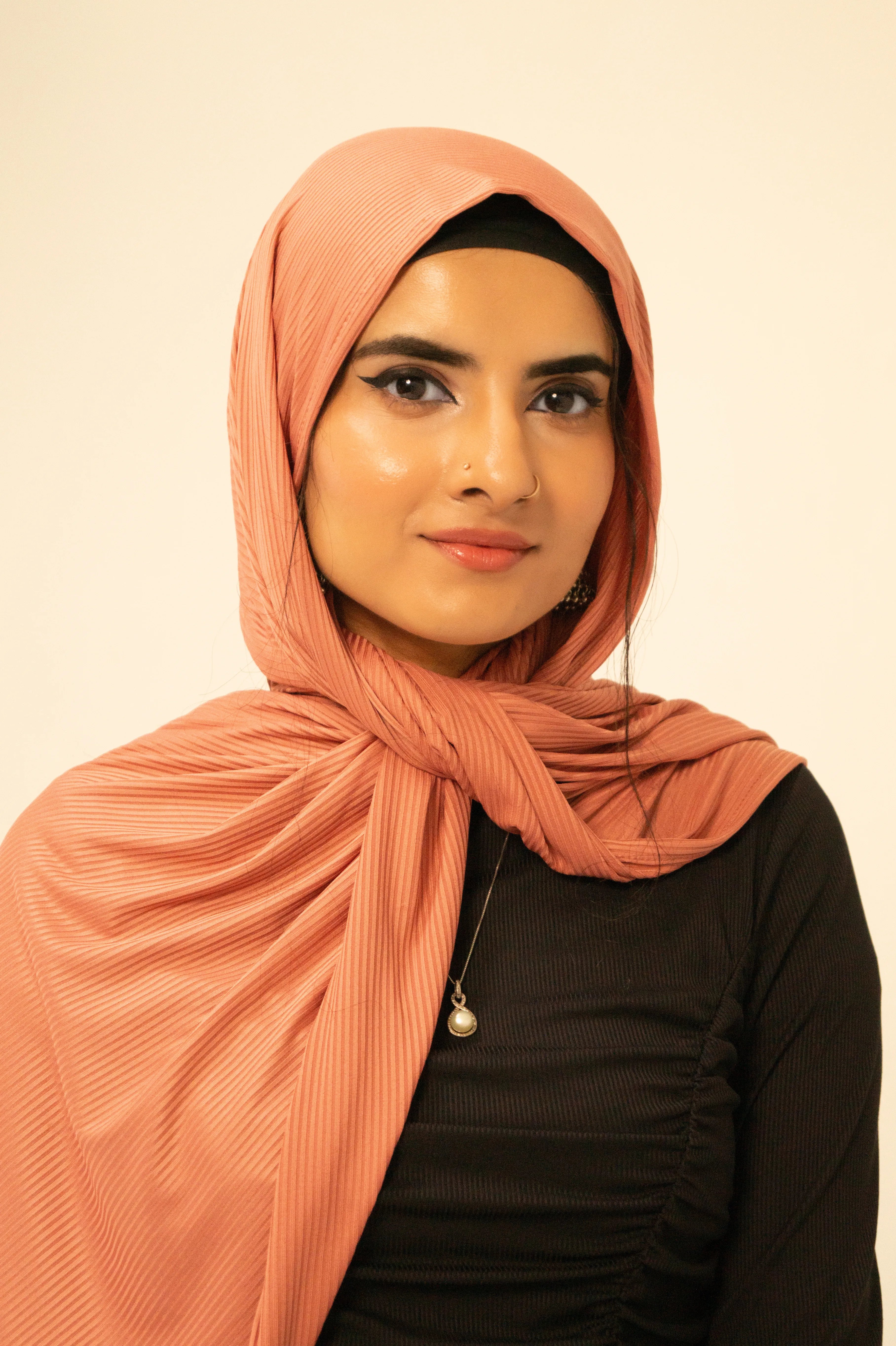 Peach-Pink Ribbed Jersey