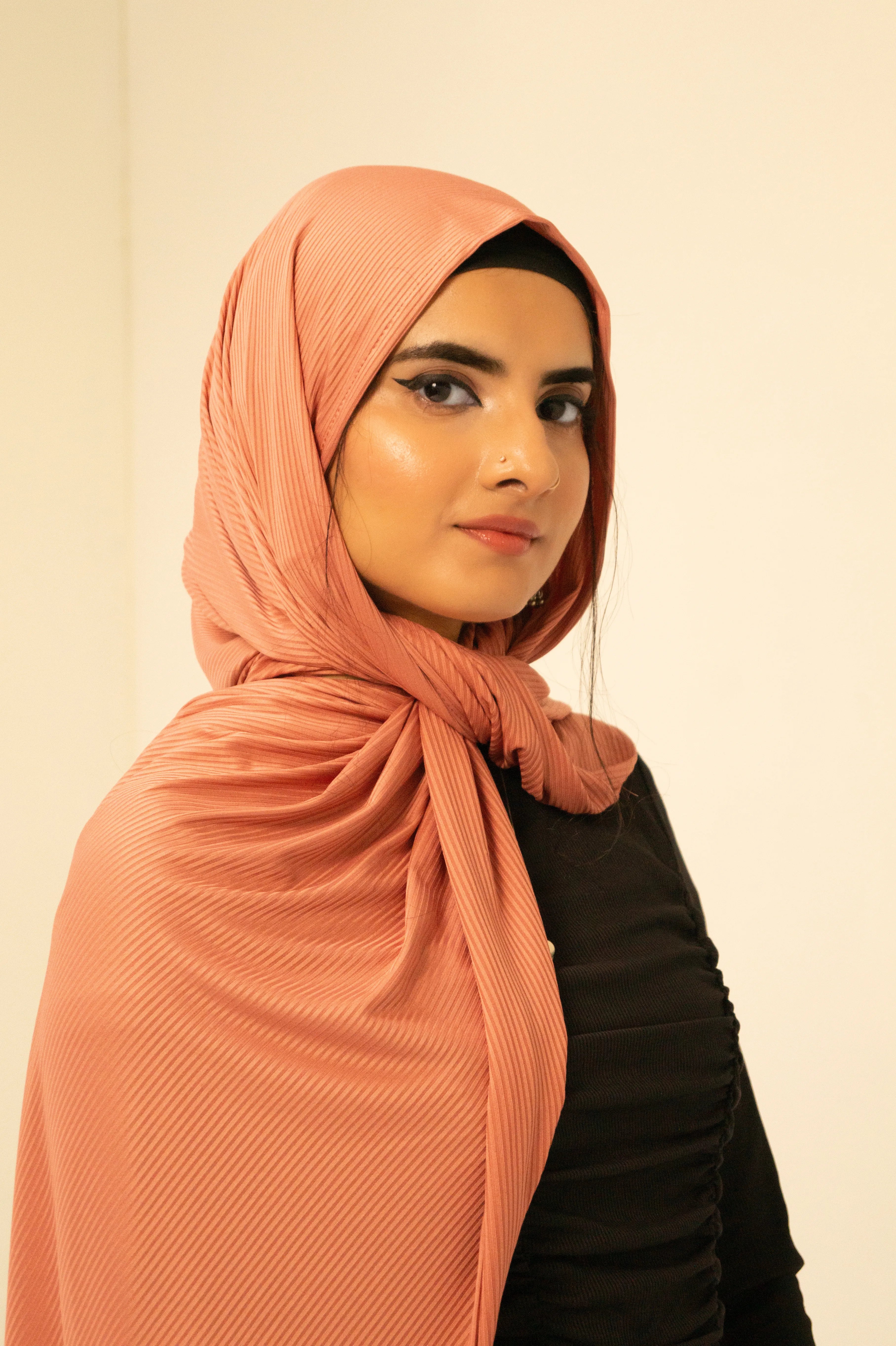 Peach-Pink Ribbed Jersey