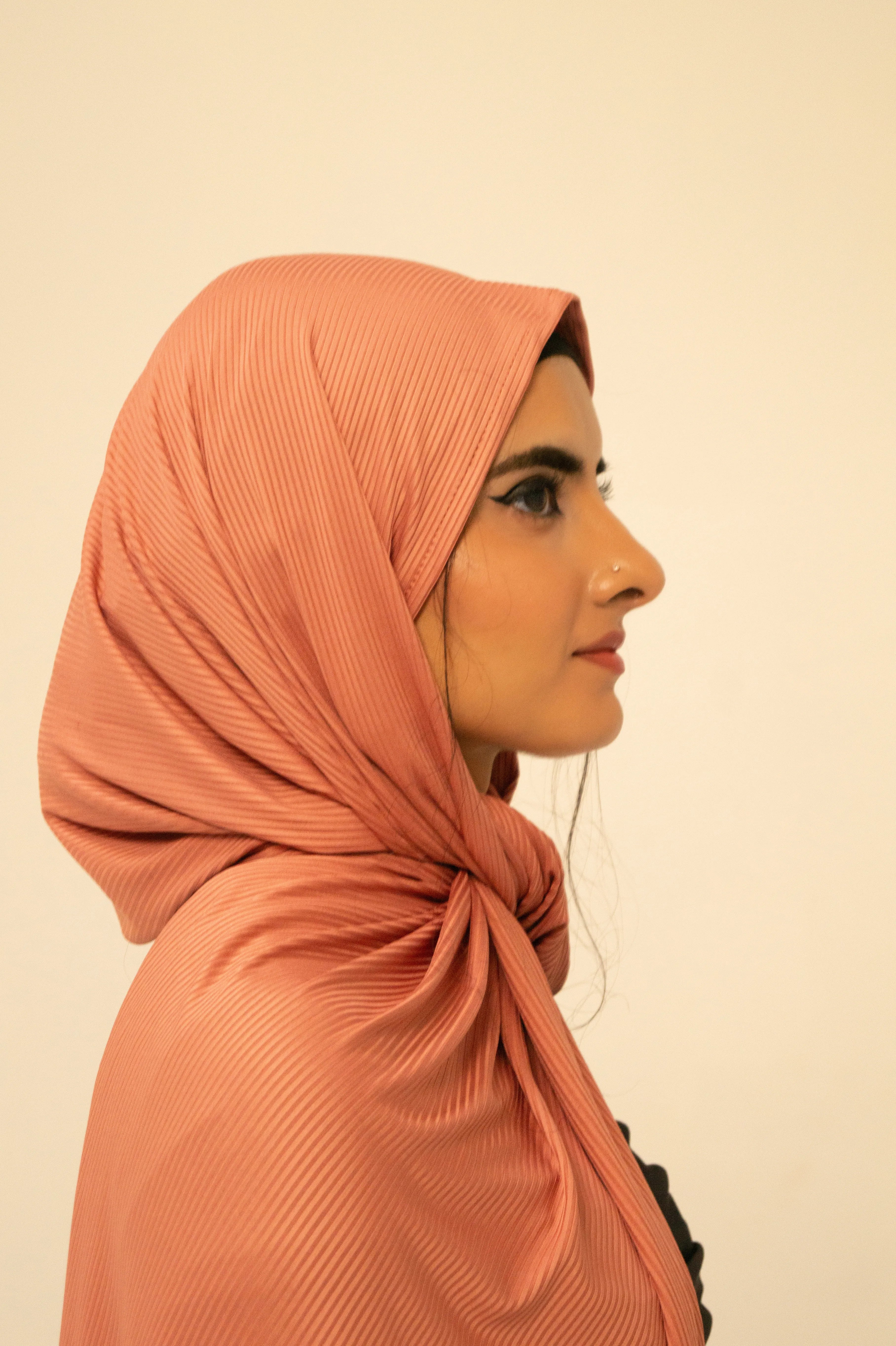 Peach-Pink Ribbed Jersey