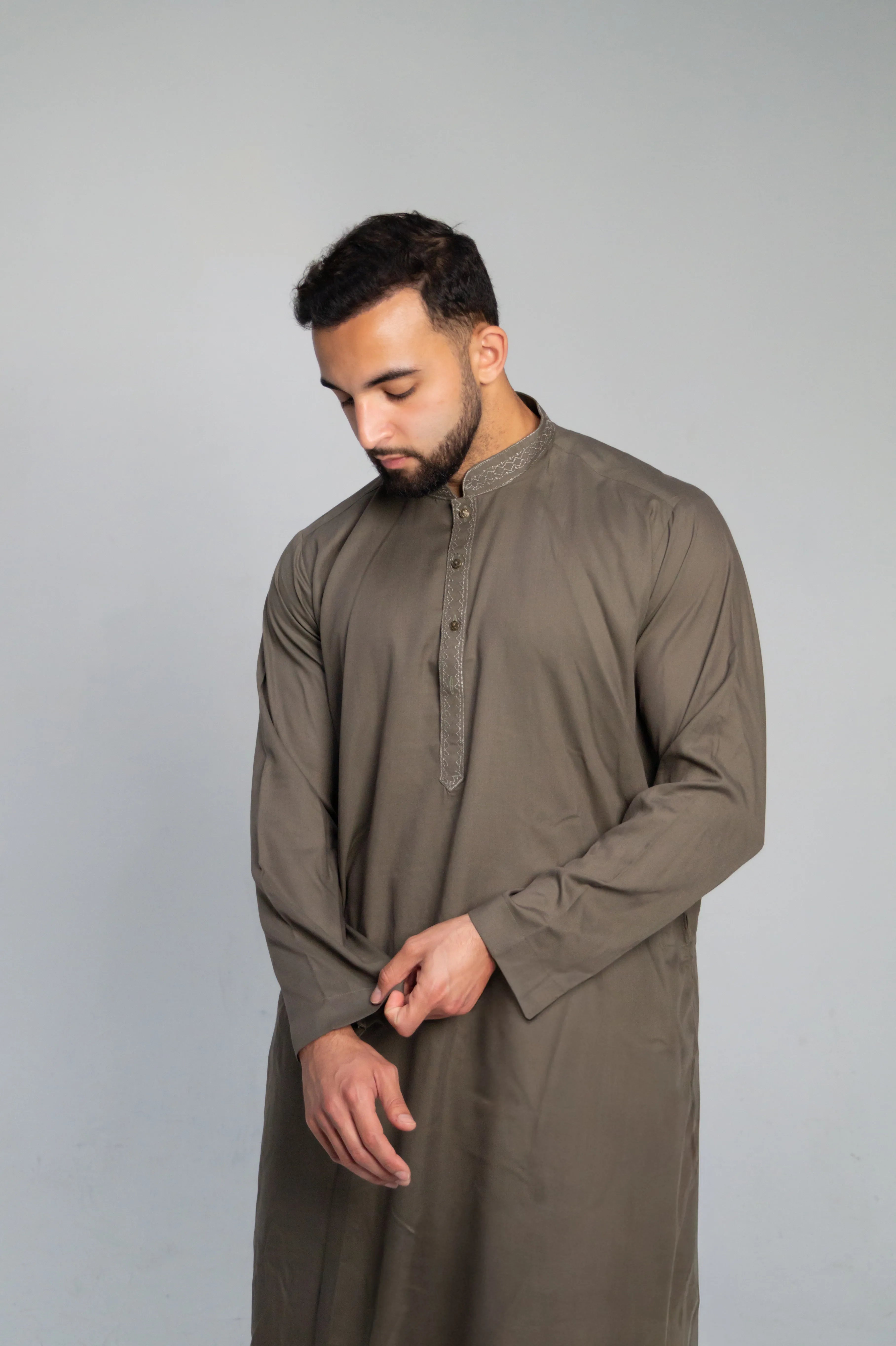 DeNative Kurta Set - Olive Grey