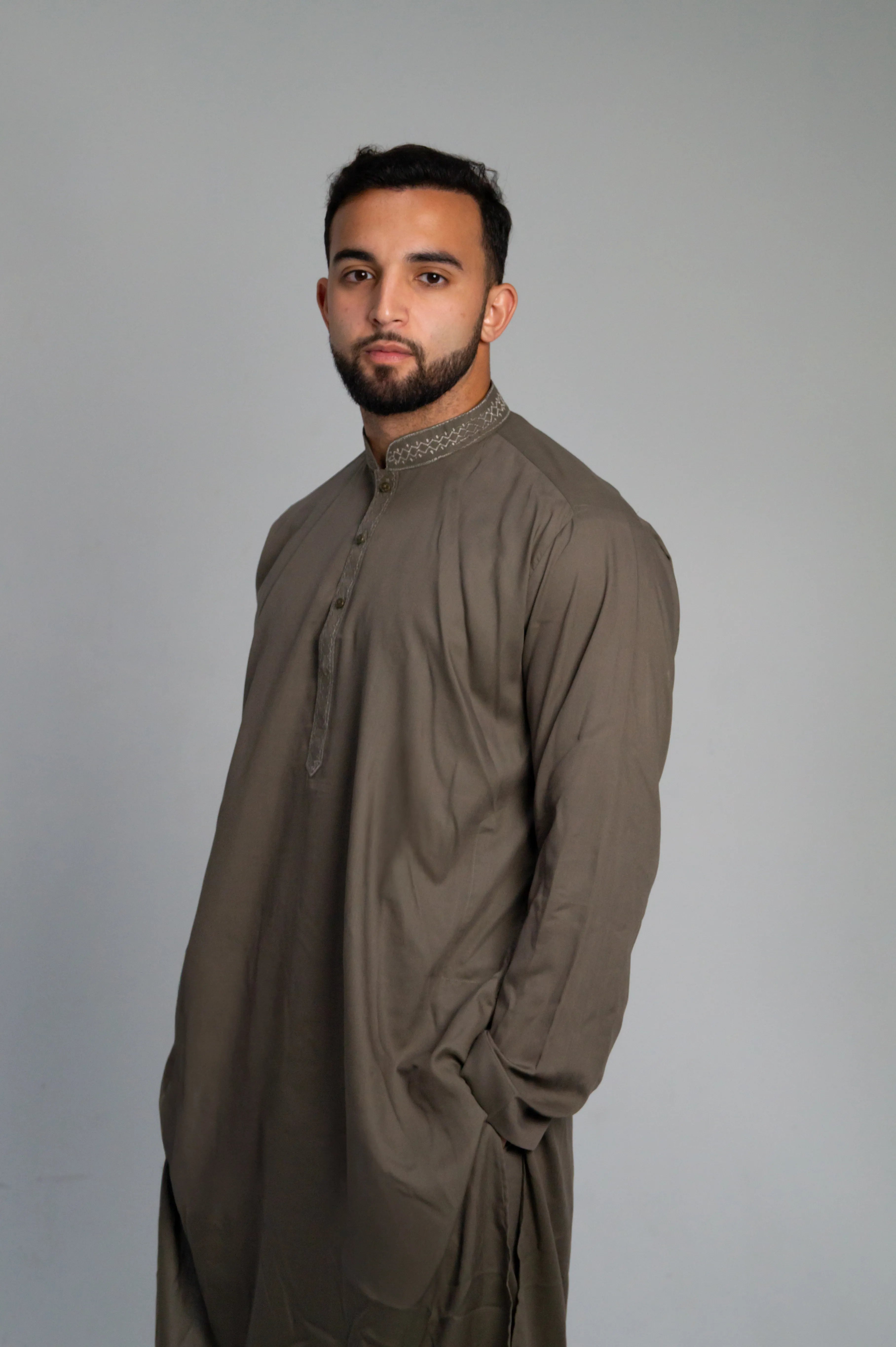 DeNative Kurta Set - Olive Grey