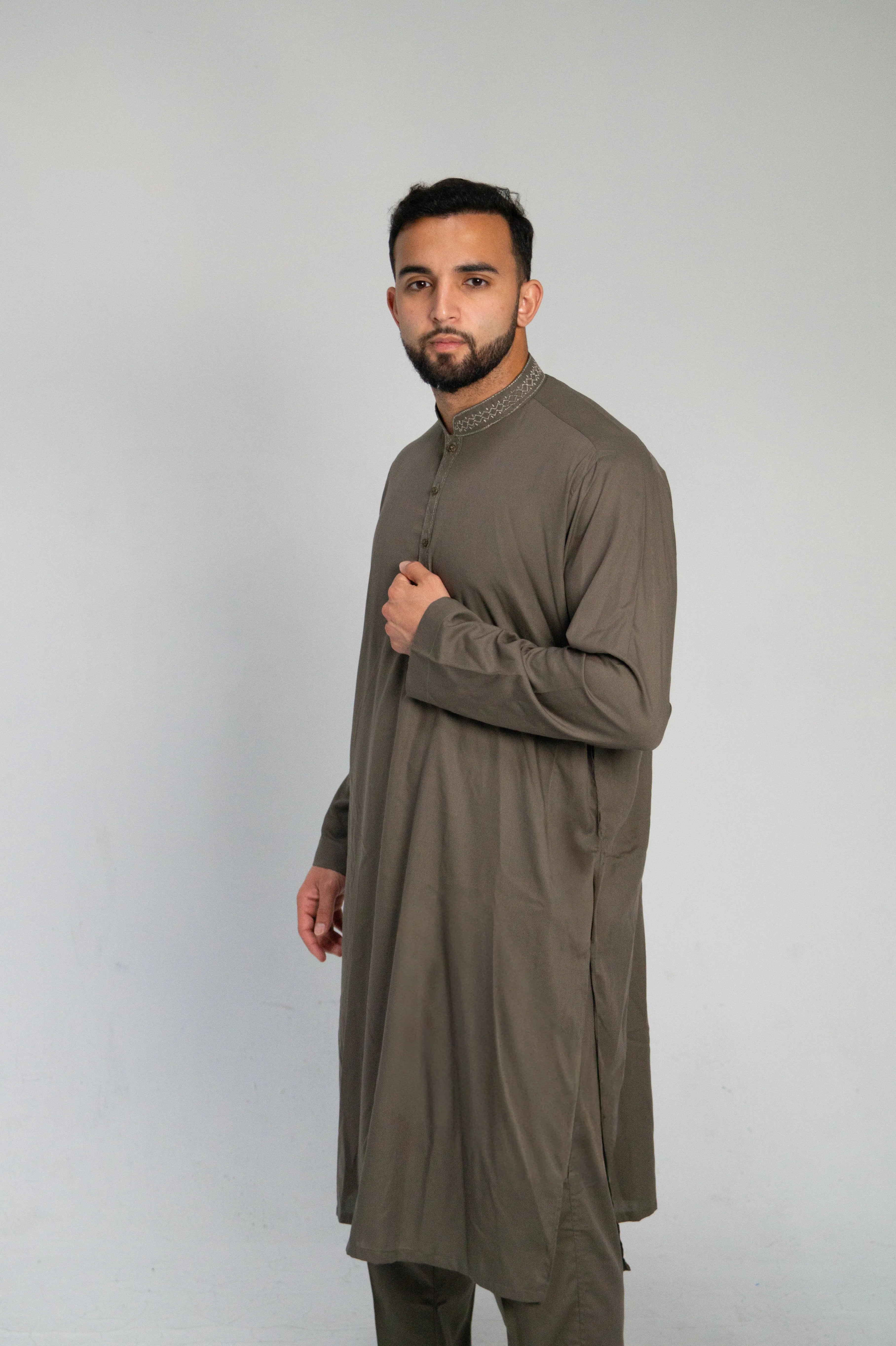 DeNative Kurta Set - Olive Grey