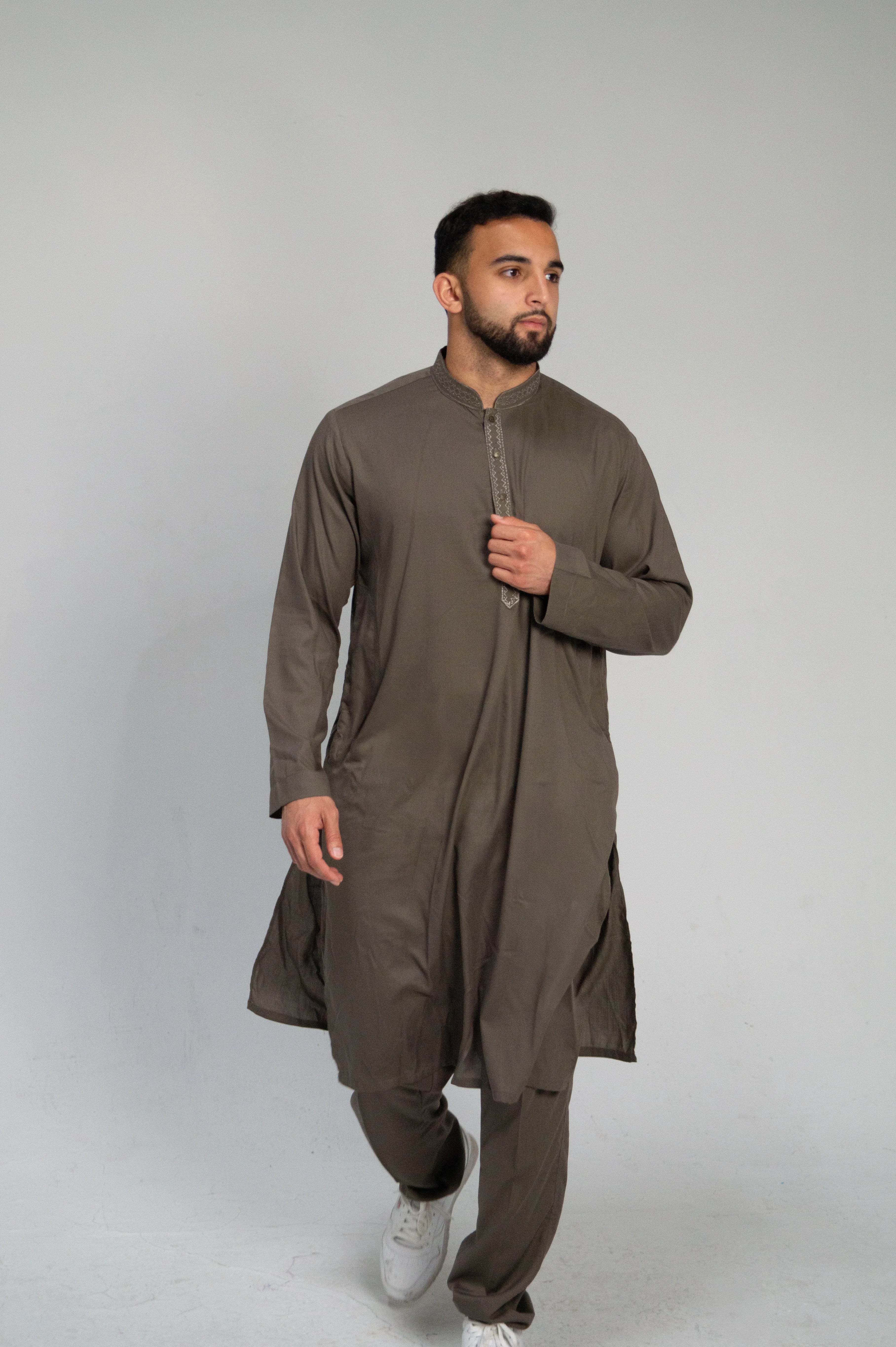 DeNative Kurta Set - Olive Grey