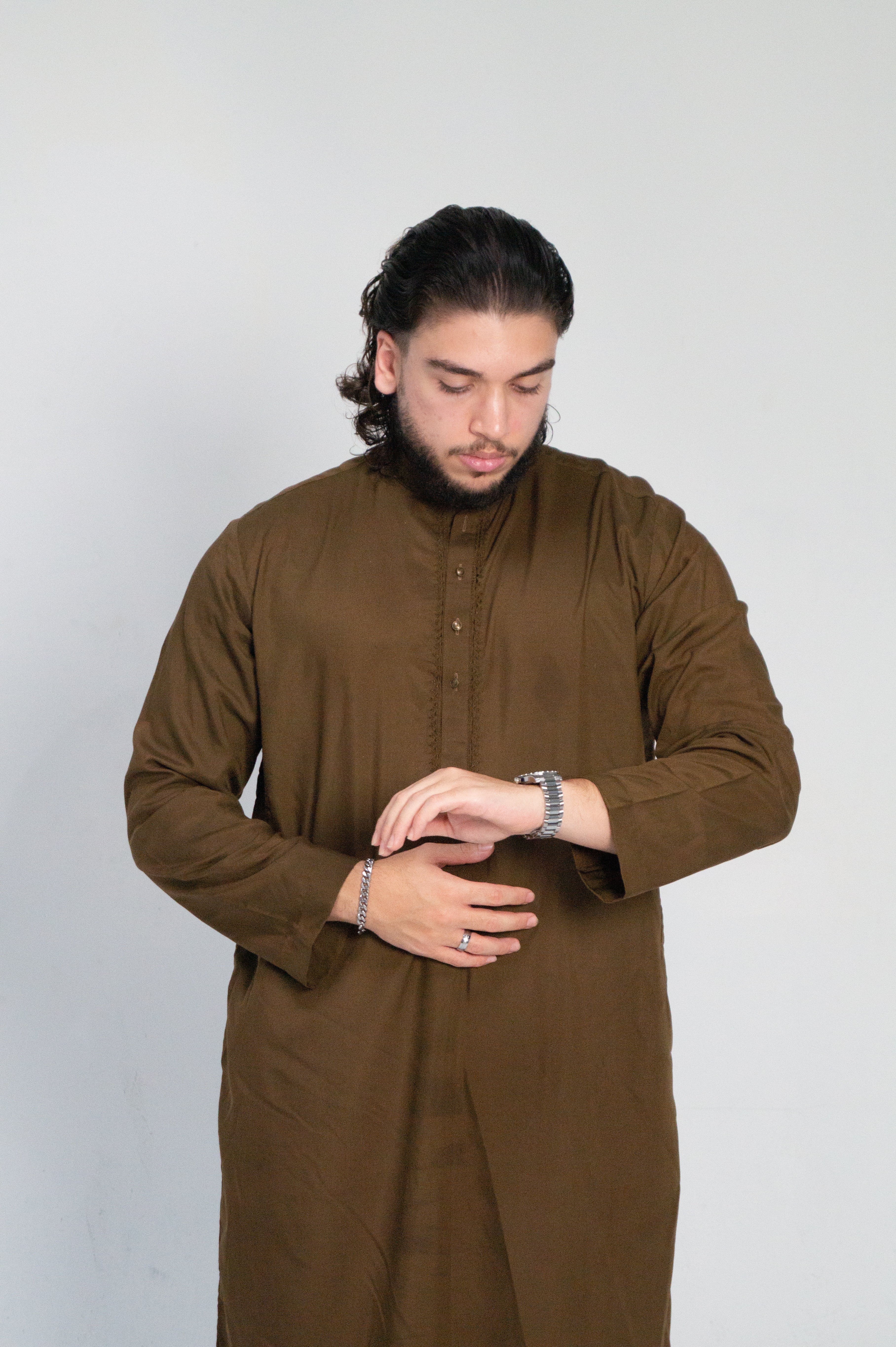 DeNative Kurta Set - Deep Olive Brown