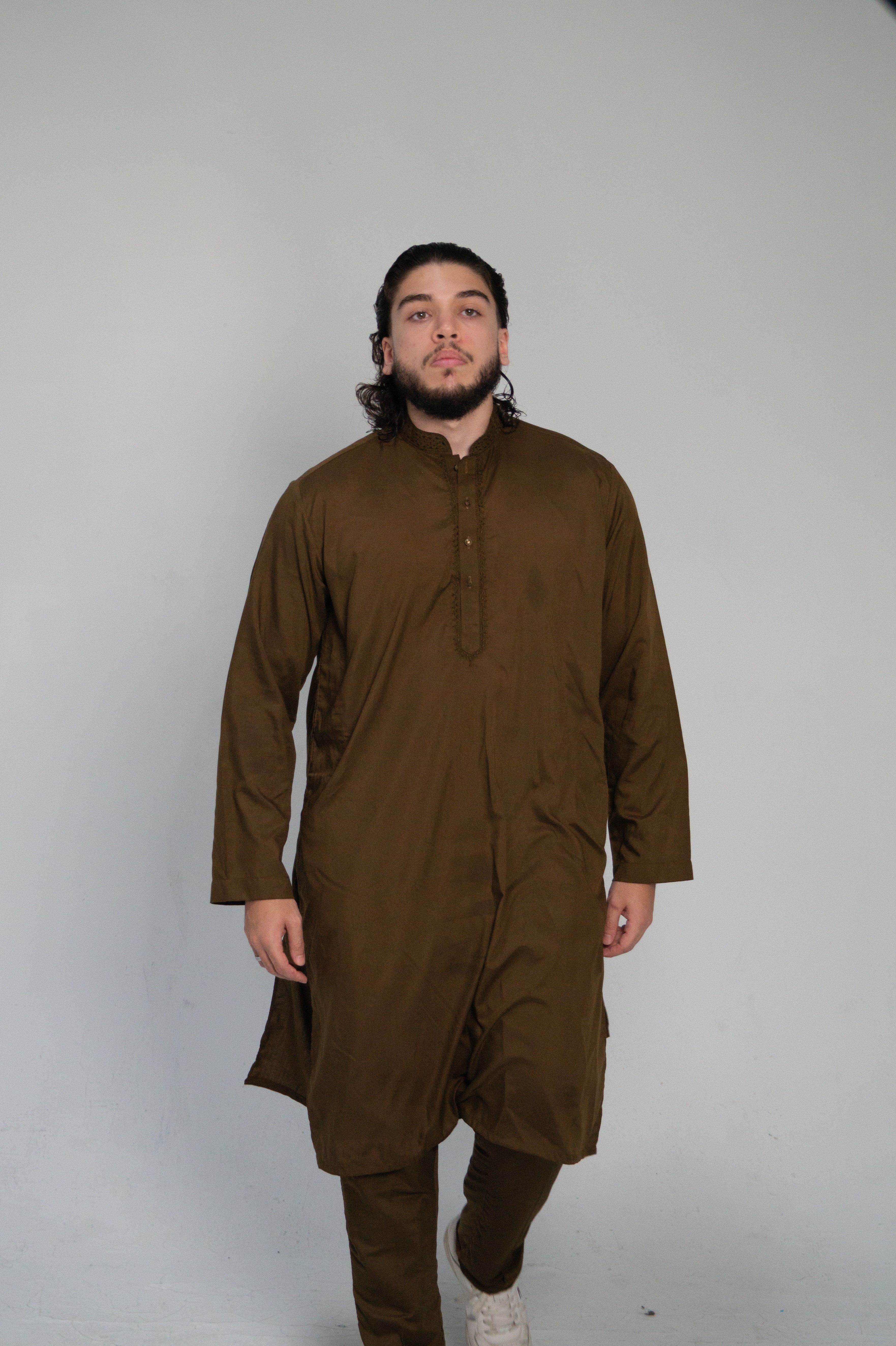 DeNative Kurta Set - Deep Olive Brown